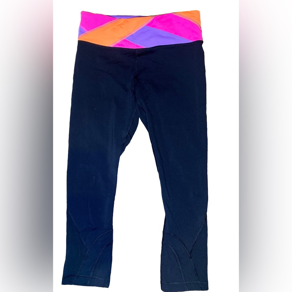 Lululemon leggings crop colorful waistband